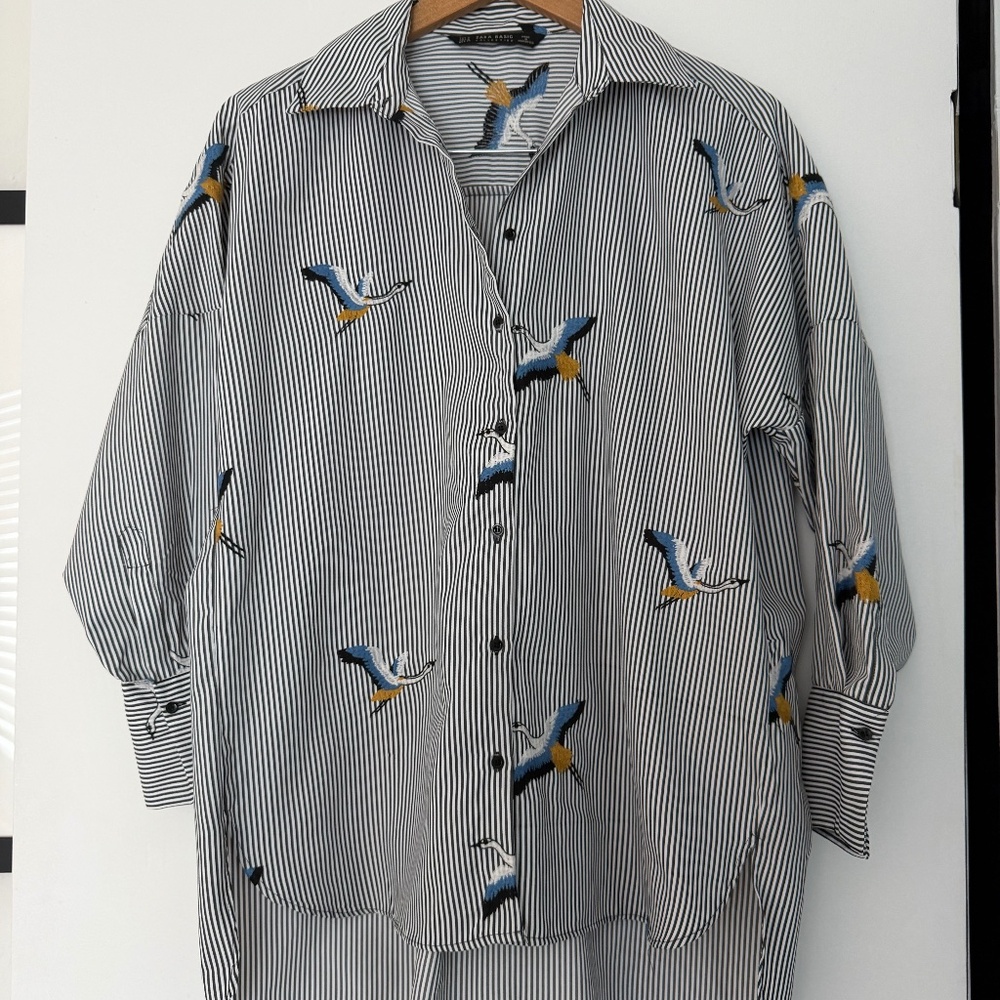 Zara Spain Embroidered Blouse